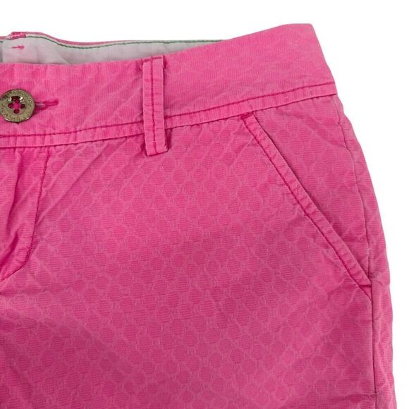 Lilly Pulitzer Callahan Shorts Size 2 Solid Pink Textured Preppy Beach Chino - Picture 3 of 9